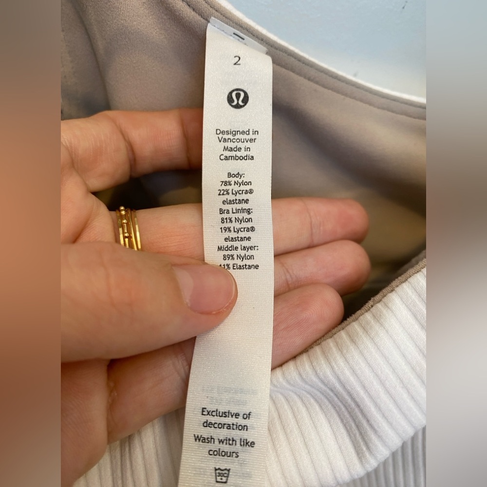 Lululemon Ribbed Nulu Asymmetrical Yoga Tank Top in White Size 2 - Picture 5 of 12